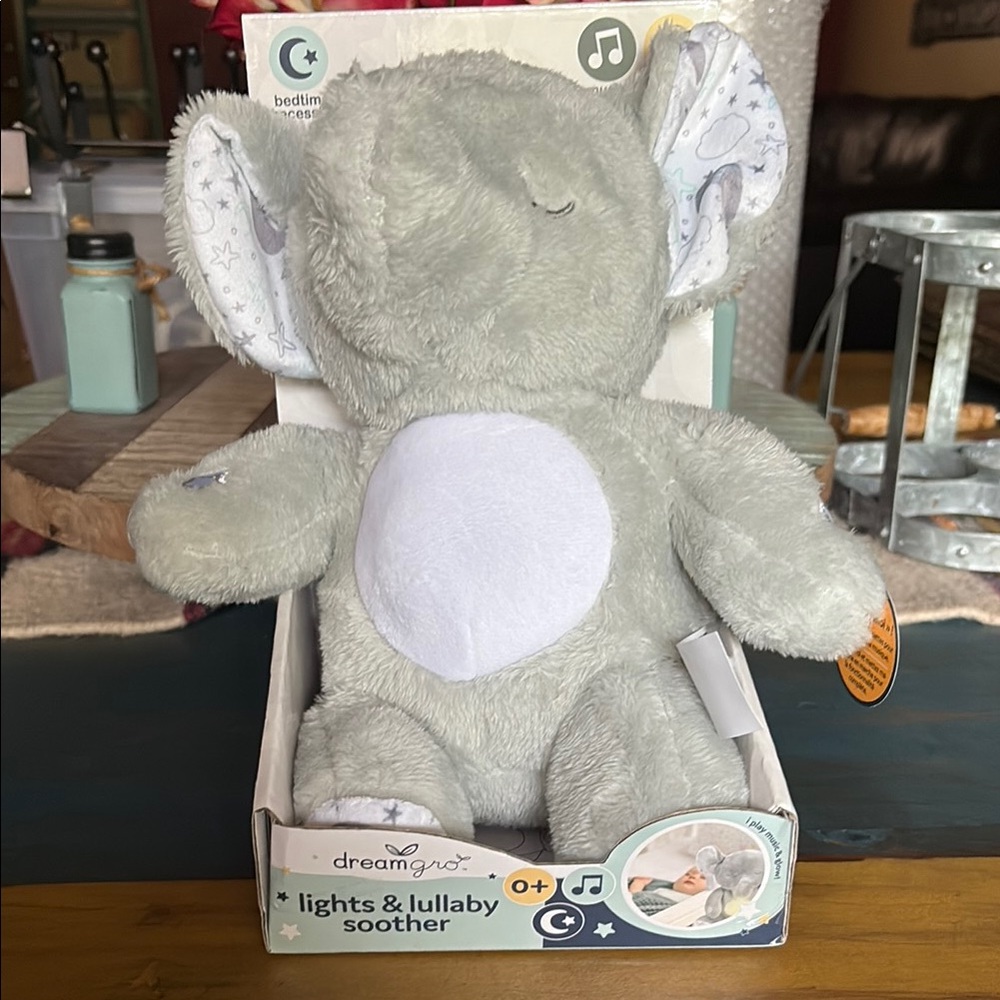 Bedtime lullaby with light up tummy Plush Elephant Toy